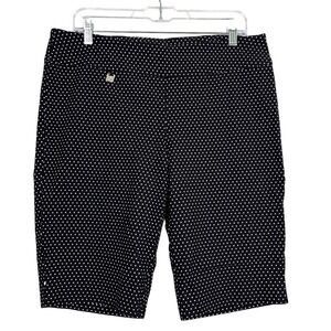 S.C.& CO. Tummy Control Polka Dot Bermuda Shorts Women's 16 Black White‎ 12"